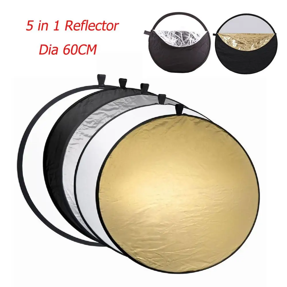 

Gosear 5 in 1 60cm Round Collapsible Camera Lighting Photo Disc Reflector Diffuser Kit Carrying Case Photography Equipment