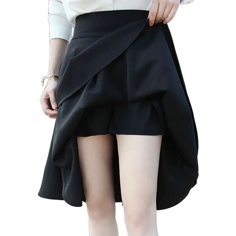 Women's High Waist Pleat Skirt Elegant Red, Black, Knee-Length Flared Skirts Women's Fashion Saia Ladies Autumn Winter