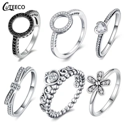 CUTEECO Colore Silver Clear CZ Anello di Fidanzamento Per Le Donne in Forma Originale di Marca Anelli 2019 Vendita Calda Fascia di Cerimonia Nuziale Dei Monili Dropshipping