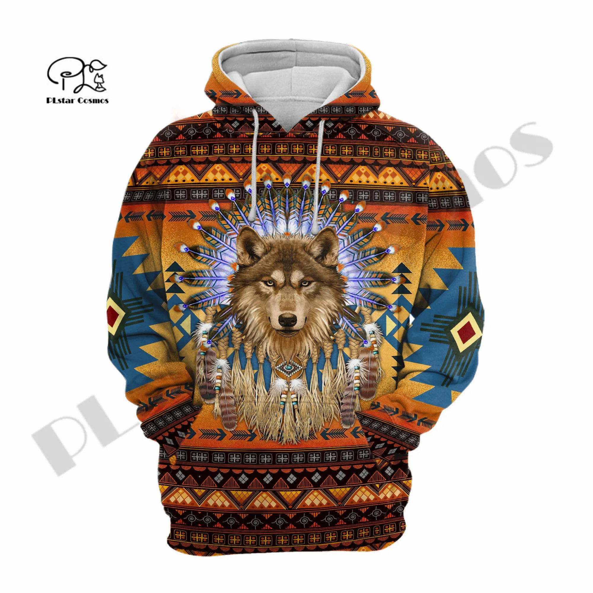 

PLstar Cosmos Newest 3Dprinted Wolf Native Pattern Culture Harajuku Premium Streetwear Unique Unisex Hoodies/Sweatshirt/Zip B-2