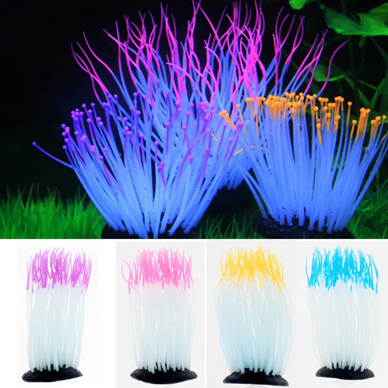 Aquarium Decoration Luminous Artificial Coral Glow In The Dark Leaf Submarine Cora Fish Tank Decor