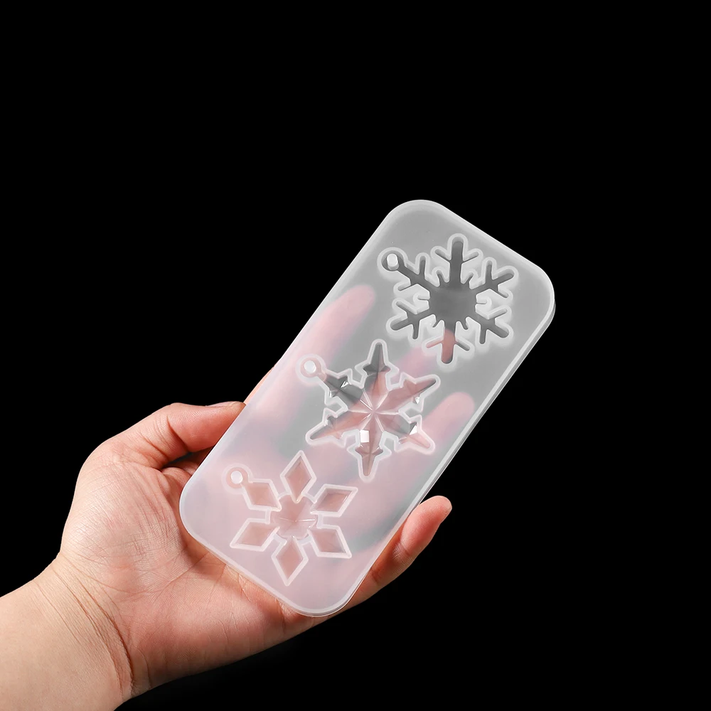 1Set Christmas Snowflake With Hole Pendant Casting Silicone Mold Necklace Decor Handmade Epoxy Resin Mold For DIY Jewelry Making