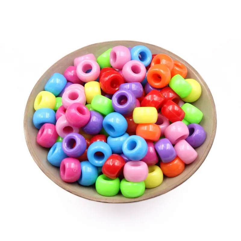 100-300Pcs 6x9mm Acrylic Large Hole Round Beads Solid Color Loose Bead Decoration Clothing Accessories Diy Jewelry Accessories