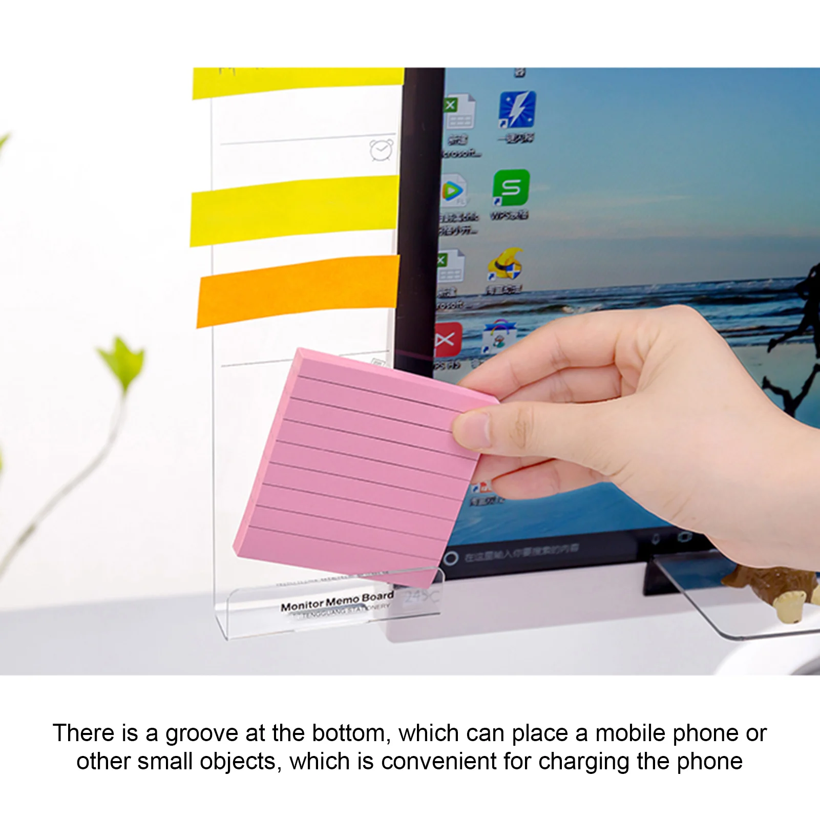 2021 Rondaful Acrylic Monitor Memo Board Home Sticky Notes Boards Phone Holder Rack Message Board Sticker Board Dropshipping