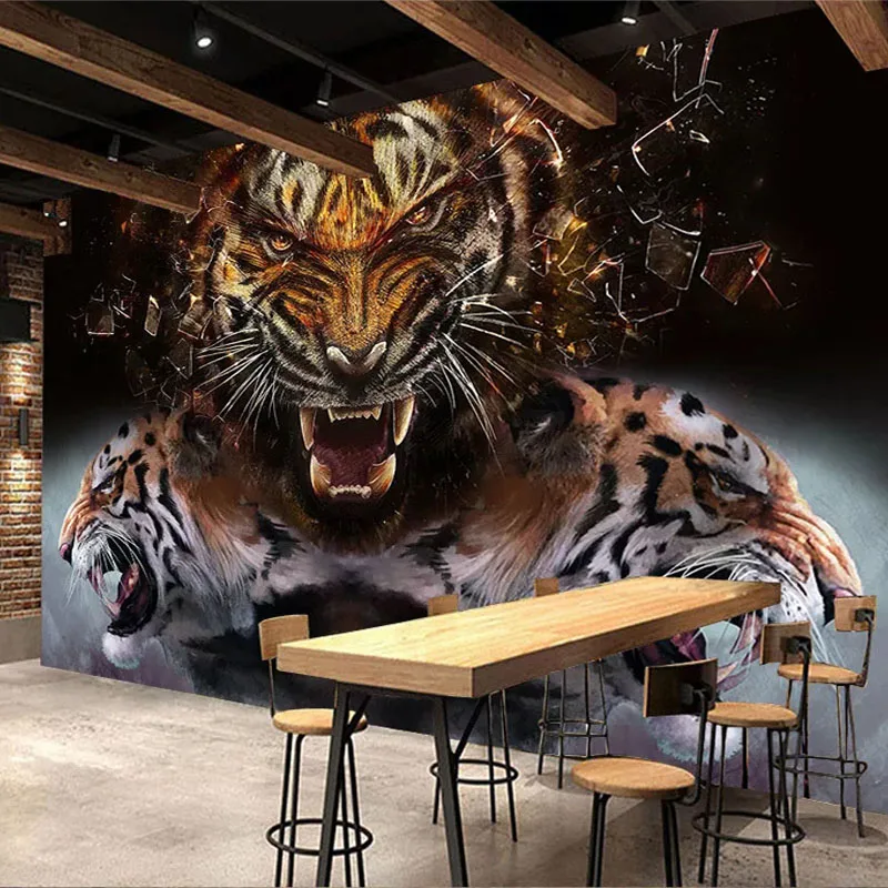 

Custom Any Size Mural Wallpaper 3D Stereo Lion Tiger Animal Wall Painting Kids Bedroom Living Room Waterproof Sticker Room Décor