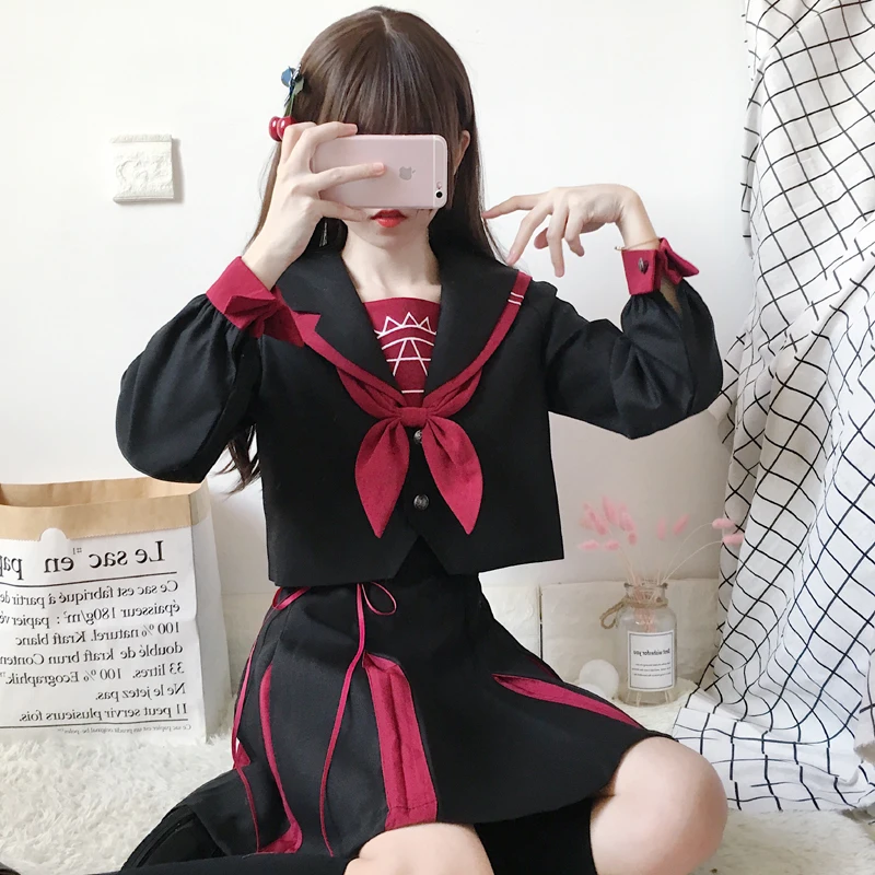 College Stijl Student Uniform Jk Uniform Rok Schooluniform Pak Halloween Cosplay Kostuum Uniform Devil Cosplay Kostuum