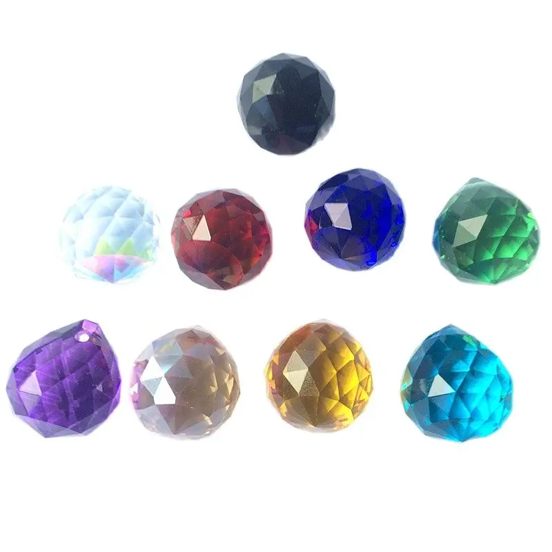 Top Quality 5pcs/lot  Mixed Colors 20mm Crystal Chandelier Balls Glass Faceted Sphere For DIY Wedding Party and Event Supplies