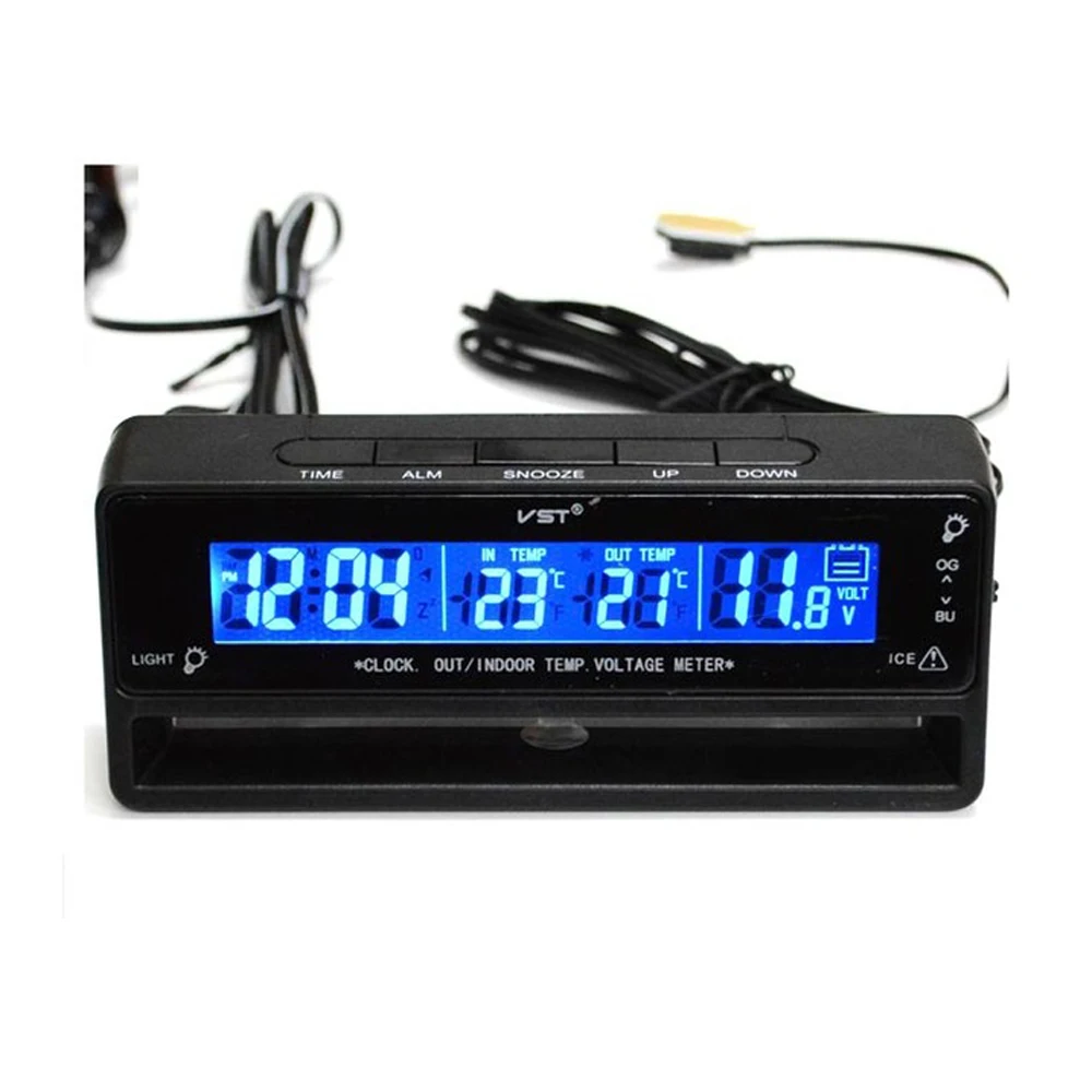 Car Auto LCD Digital Clock Thermometer Temperature Voltage Meter Tester TS-7010V