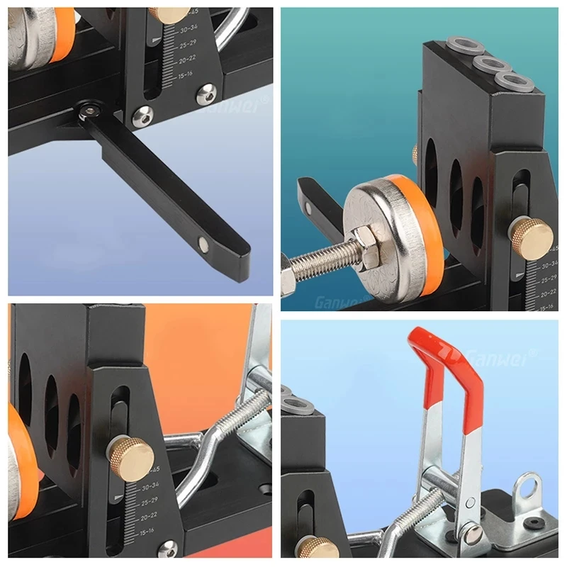 ไม้เฉียง Punch Locator คู่มือ Jig ด้านหน้าติดตั้ง Clamp เจาะคู่มือชุดเครื่องมืออลูมิเนียม Joinery DIY เครื่องมือ