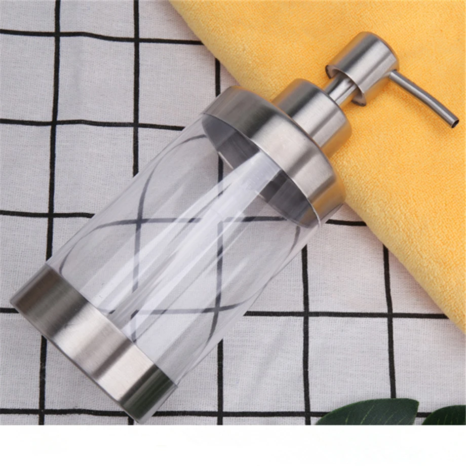 Liquid Soap Dispenser Detergent Lotion Bottle 350ml 18/8 Stainless Steel Shampoo Container Box Hand Sanitizer Bathroom Tools