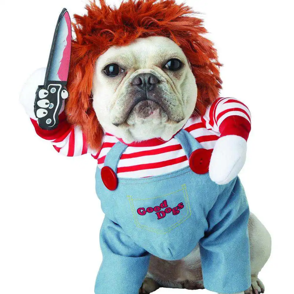 Pet Dog Halloween Costume Novelty Dogs Clothes Holding a Knife Christmas Clothing Funny Pet Cat Party Cosplay Apparel Outfits