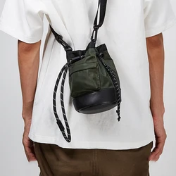 YoReAi Men's New Drawstring Mini Hip Hop Bucket Bags Nylon Trend Shoulder Pack Fashion Cool Crossbody Fanny Bag Unisex