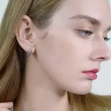 Silver Stud Earrings Black Spinel #2