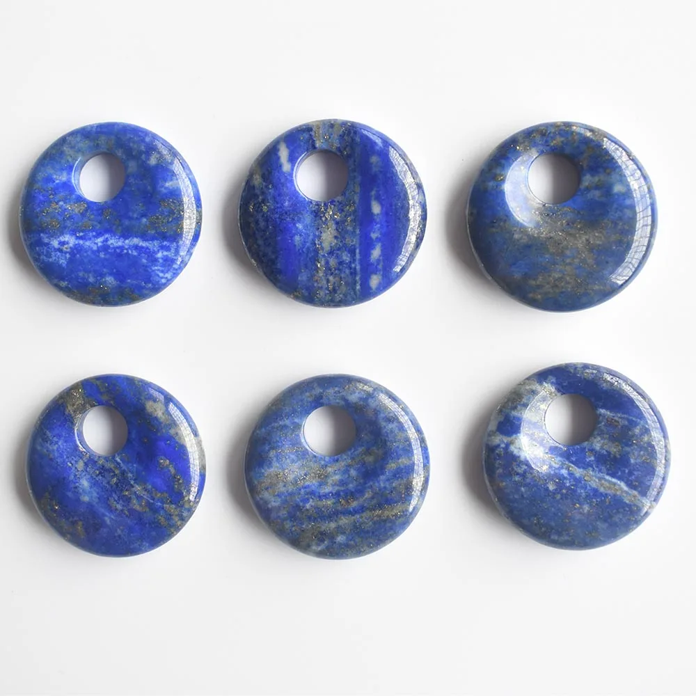 

High quality Natural Lapis Lazuli gogo donut charm pendant beads for jewelry accessories making Wholesale 6pcs/lot free shipping