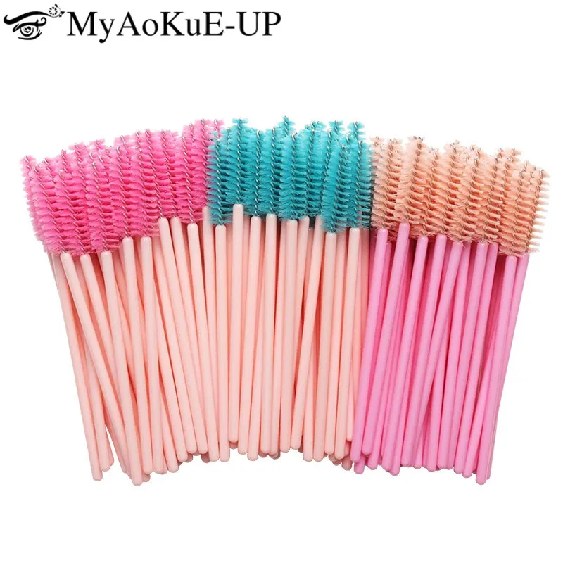 100pcs Disposable Eyelash Makeup Brush Eyebrow Comb Spoolies Brush Mascara Wands Applicator Lash Extension Supplies Beauty Tool