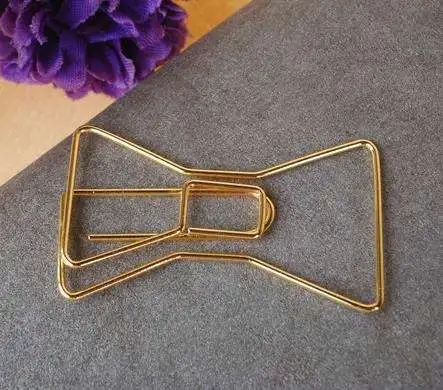 12pcs Golden bow paper clip bookmark bookmark cute cartoon