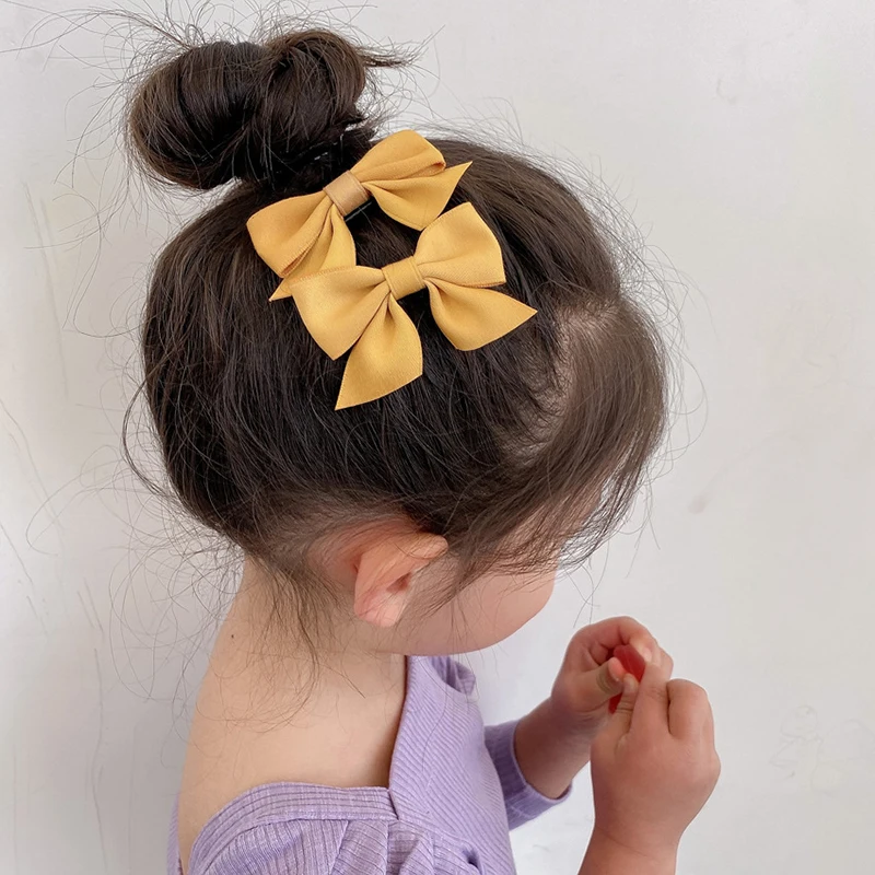 2 Pcs/Set Chiffon Bow Children Hair Clips Headdress Barrettes Girls Cute Card Issuance Hairpins Headwear Kids Hair Accessories