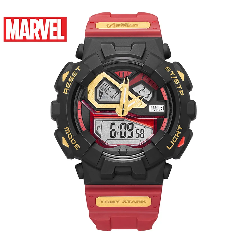 Marvel For Mens Watch Avengers Sport Dual Display Wristwatch Tony Stark Venom 100M Waterproof Boy Male Clock Calendar 3D Stereo