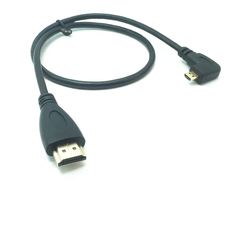 Kabel 0.5M 1.5M kompatybilny z HDMI V1.4 męski do HDTV Micro HD 90 stopni lewy kąt prosty 1080p do HDTV PS3 XBOX 3D LCD