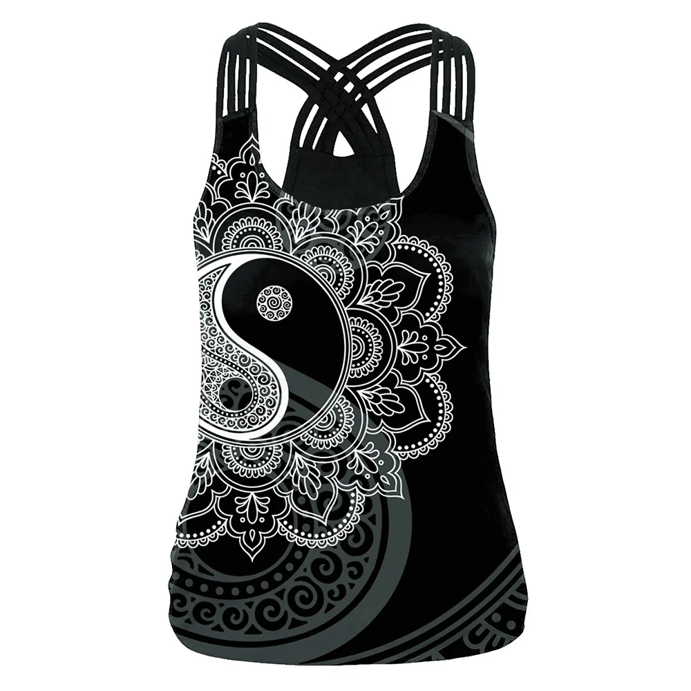 Summer Sleeveless Shirts Women Sport Vest 3D Printed Yoga Tops Elastic Running Tank Tops Quick Dry Gym Fitness Undershirt Female