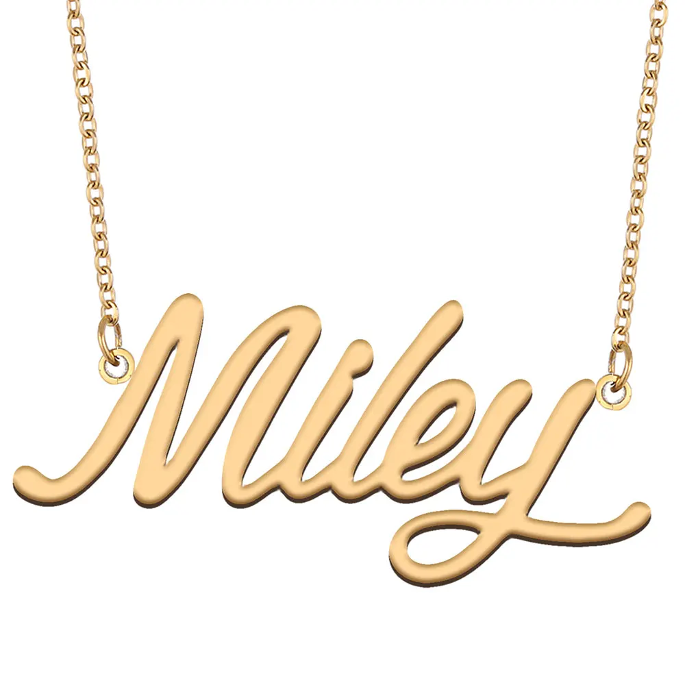 

Miley Name Necklace for Women Stainless Steel Jewelry Gold Plated Nameplate Chain Pendant Femme Mothers Girlfriend Gift