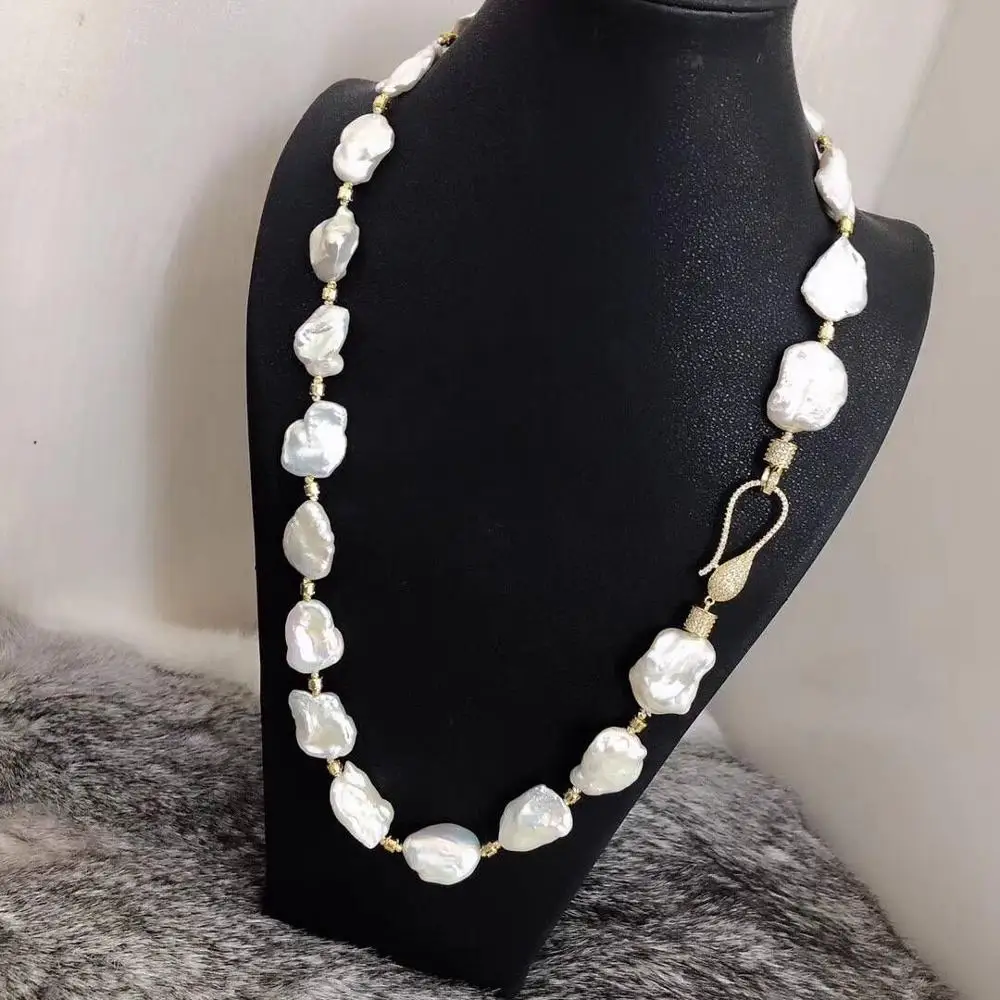 

huge gorgeous 13-14mm round south sea white pearl necklace 18" silver