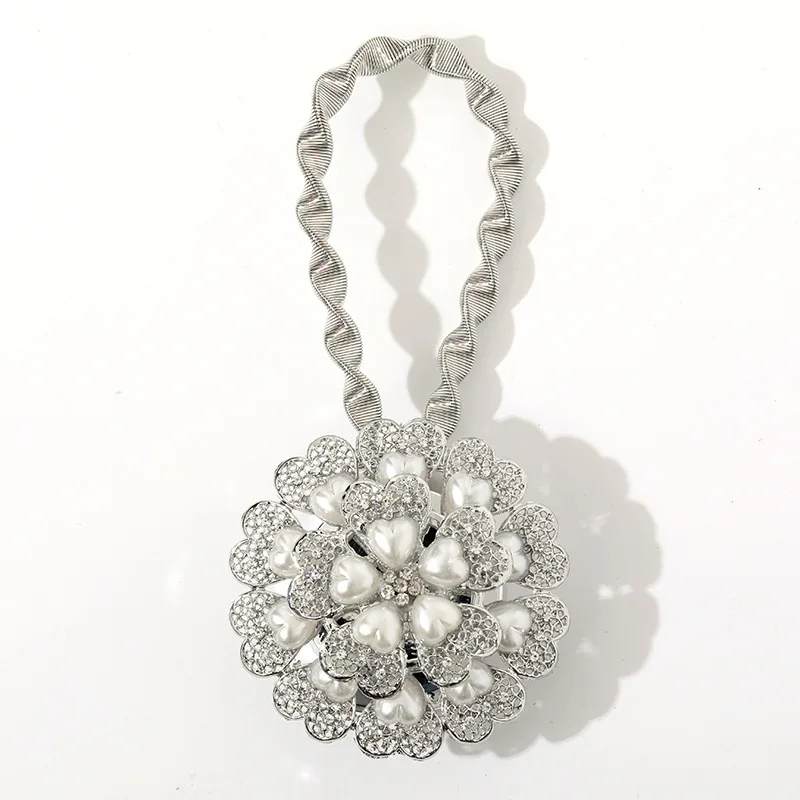 1 pc Magnetic Spring Curtain Clip Curtain Holders Tieback Hanging Diamond Big Flower Curtain Hooks Home Curtain Buckle Attache
