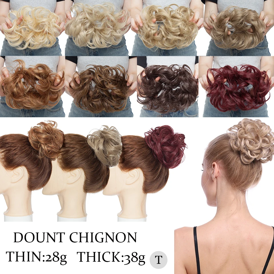 S-noilite syntetyczny Scrunchy kok z gumką roztrzepany kok włosy Chignon Hairpiece eleganckie Updo akcesoria do włosów dla kobiet