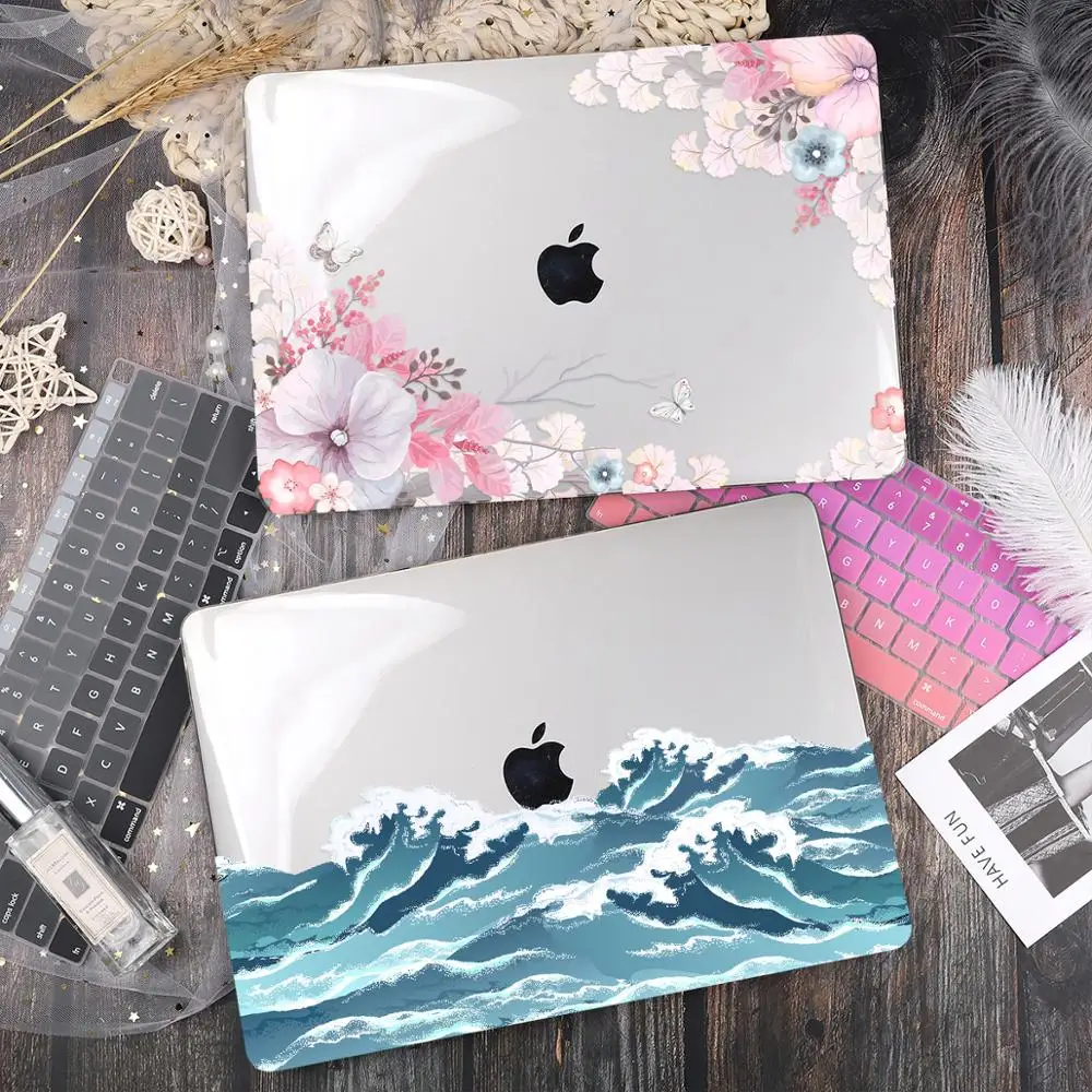 Floral Printing Hard Laptop Case For Macbook Pro Retina 11 12 Air Pro 15 16 Touch bar 2020 A2337 A2289 A2338 A2179 Crystal Cover