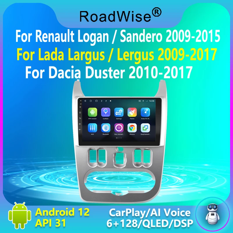 

Roadwise 2 Din Android Car Radio Multimedia Carplay For Renault Logan 1 Sandero 2009-2015 Dacia Duster 4G Wifi GPS DVD Autoradio