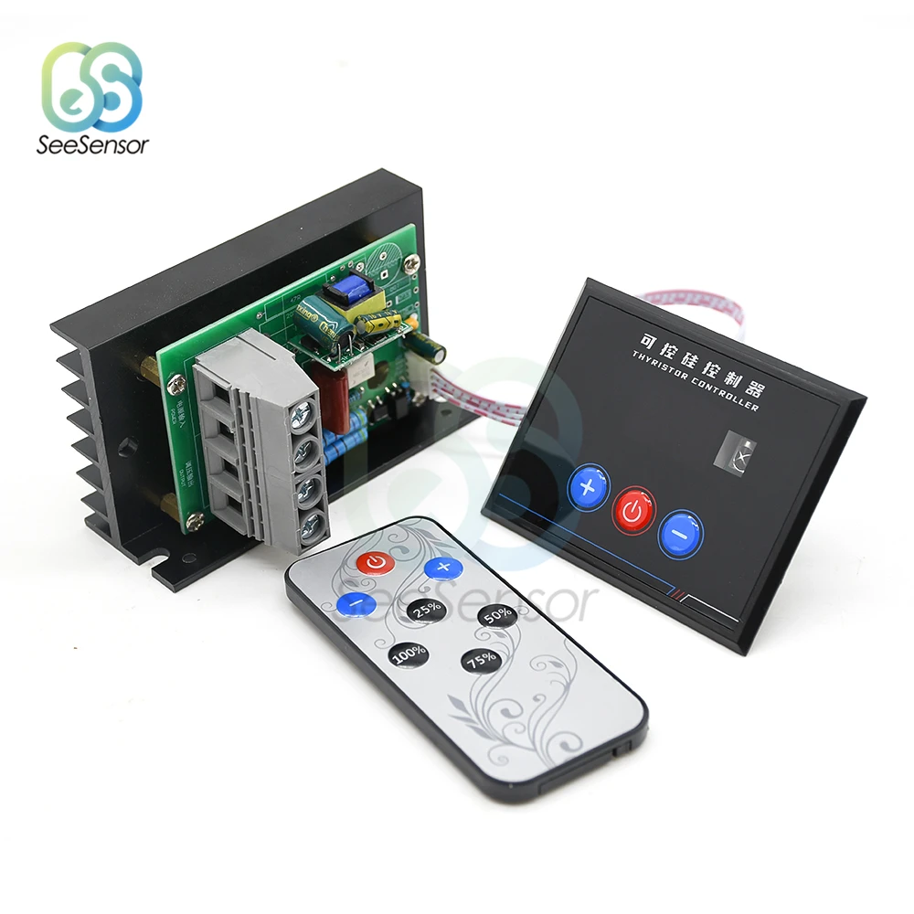 AC 220V 10KW 10000W BTU Kontrol Digital Regulator Tegangan Elektronik Kontrol Kecepatan Dimmer Termostat Pengontrol Thyristor