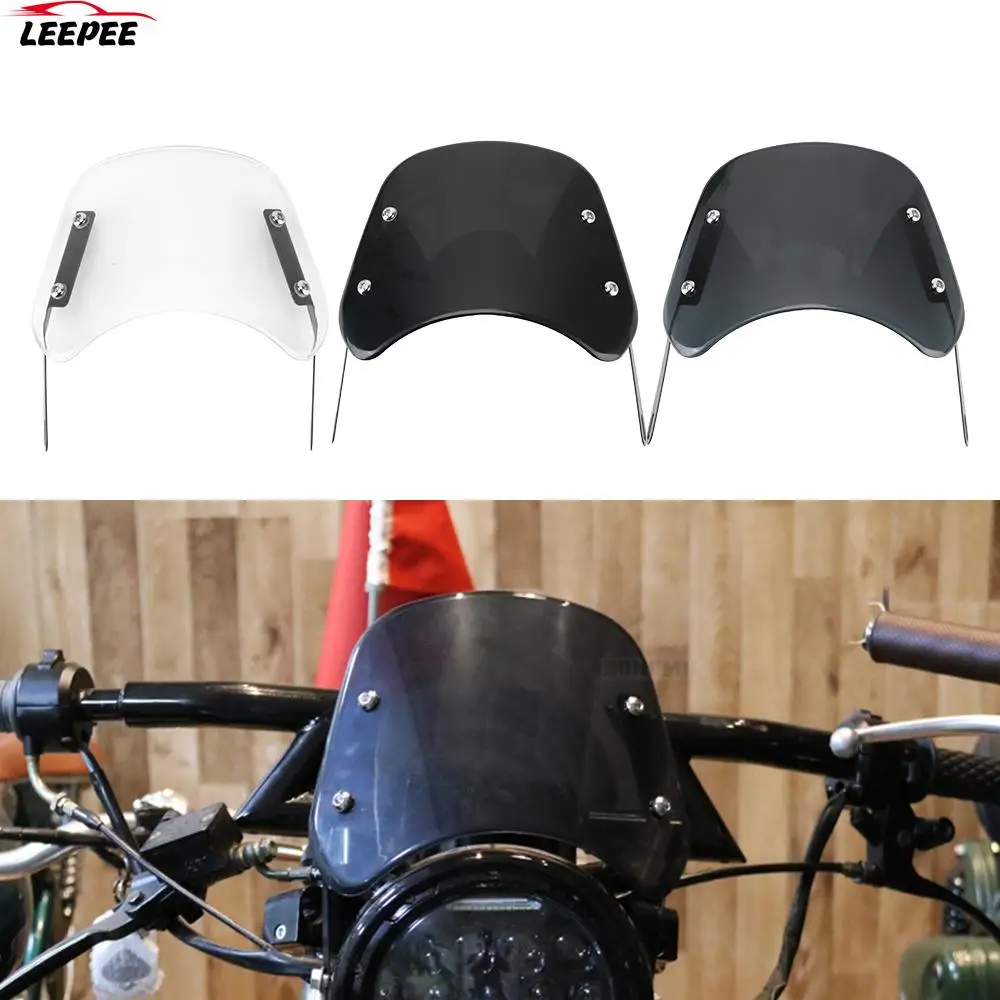 Motorbike Windscreen For Honda Kawasaki Suzuki 5-7 inch Motorcycle Headlight Protector Windshield Wind Deflector Moto Universal