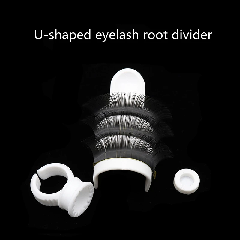 1set Eyelash Extension Glue Ring U-shape Ring Adhesive Eyelash Pallet Holder Set 3-in-1 Eyelash Root Divider Makeup Kit Tools