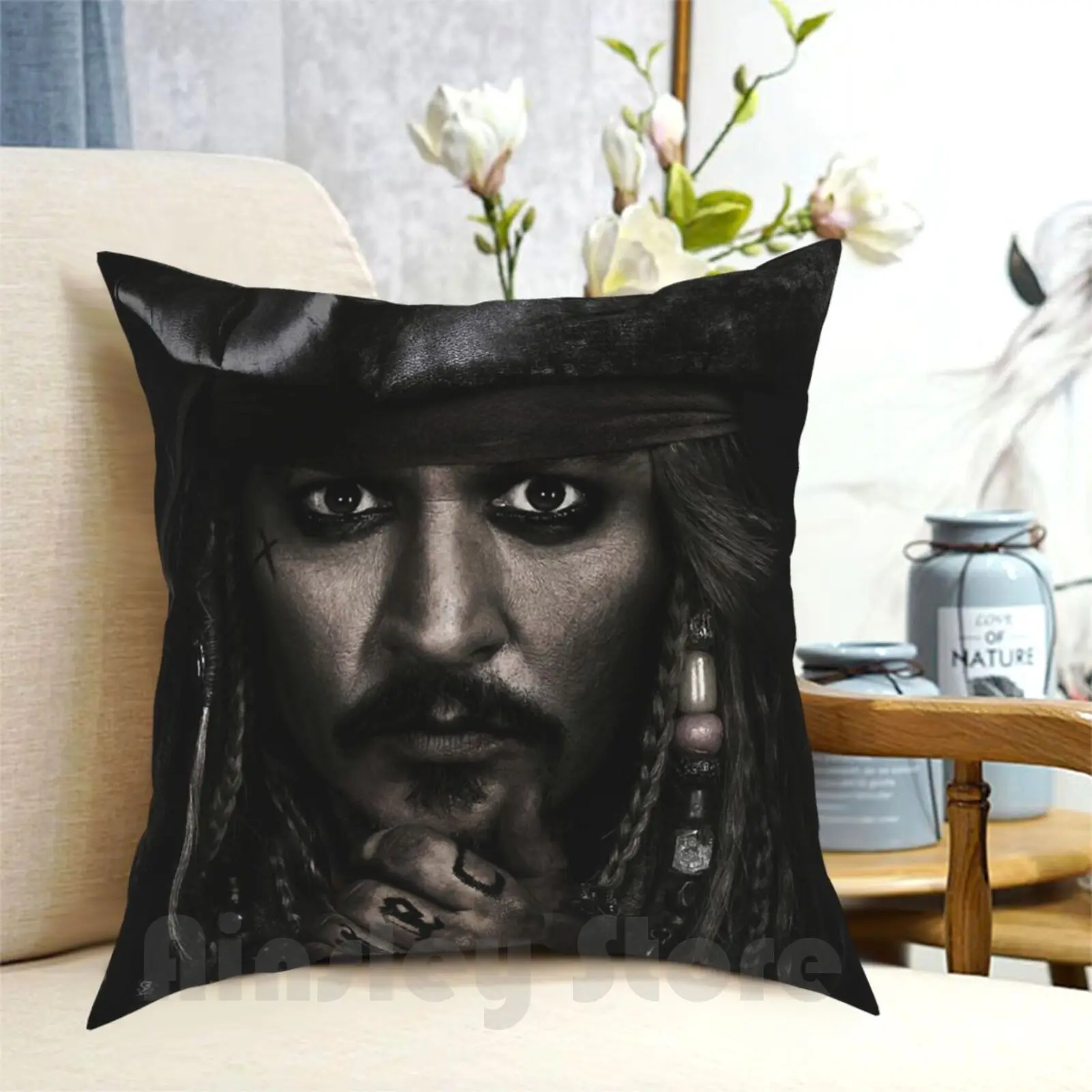 Johnny Depp Pillow Case Printed Home Soft Throw Pillow Johnny Depp Pirates Pirate Movies Pearl Black Pearl