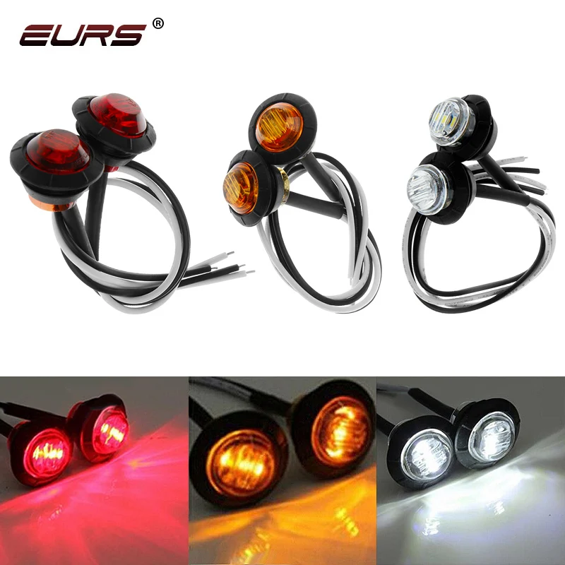 2pcs LED Waterproof Side Marker Indicators Light LED 12V Lamp Mini 3/4