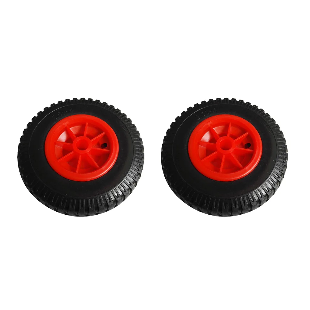 2pcs 25.4cm Puncture Proof Tyre On Red Wheel For Kayak Canoe Trolley Cart