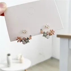 New Korean Hot Fashion Jewelry Fresh Cute Hook Drop Oil Flower Stud Earrings Crystal Earring For Women Party Jewelry Gift