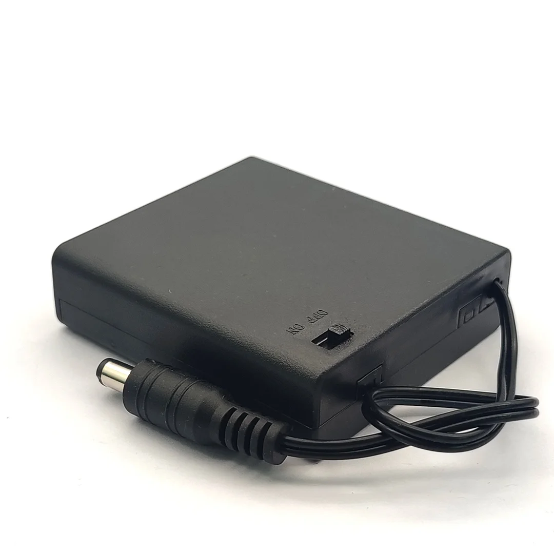 4xAA 6V коробка для батарей с переключателем с головкой постоянного тока 2,1x5,5 AA держатель батареи 4 * AA коробка для батарей с крышкой 6V