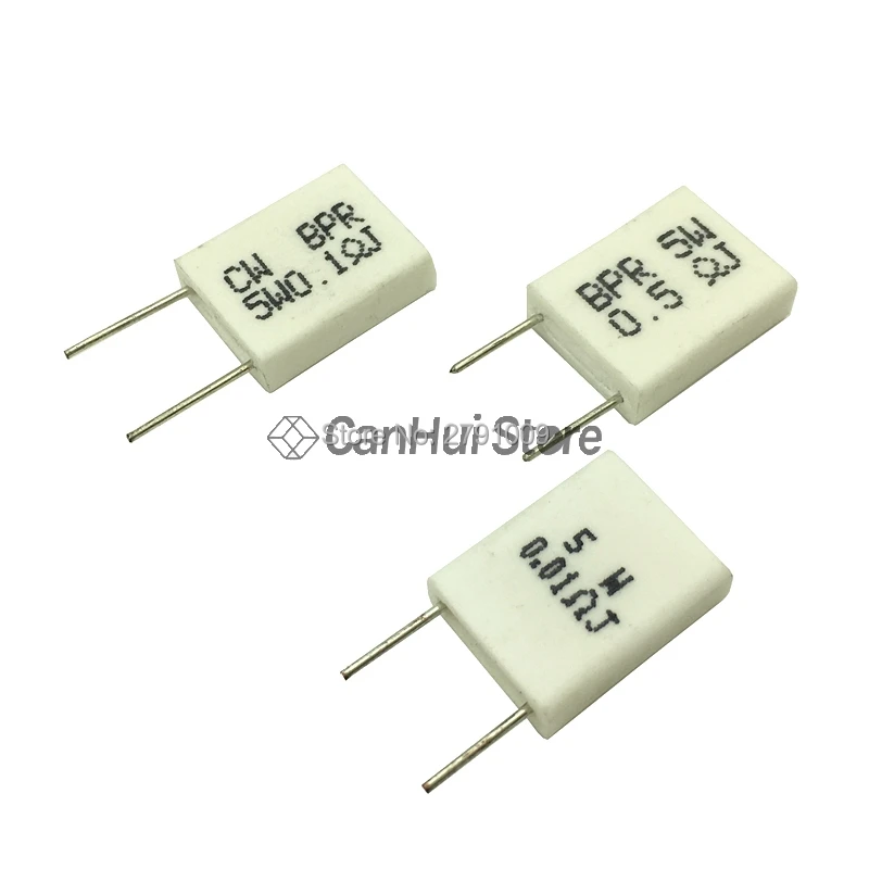 10pcs 5W 0.01 0.015 0.02 0.05 0.1 0.15 0.2 0.25 0.33 0.47 0.5 ohm Non-inductive Ceramic Cement Resistor