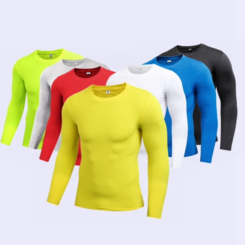 Comfortable Mens Compression Under Base Layer Top Running Shirt Men T-shirt Long Sleeve Tights Gym Fitness Sport Shirt tops tees