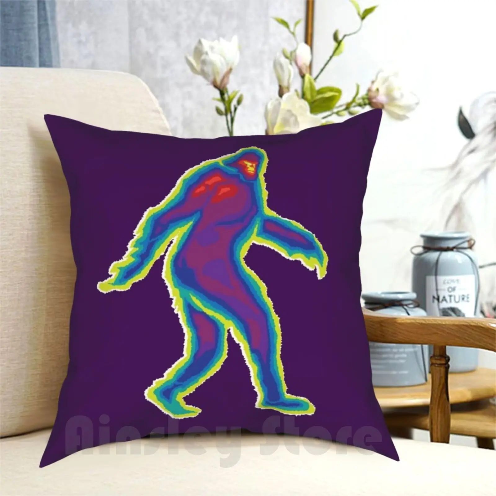 Heat Vision-Bigfoot Pillow Case Printed Home Soft DIY Pillow cover Heat Hot Hunt Hunter Hunted Hunting Prey Chase Track