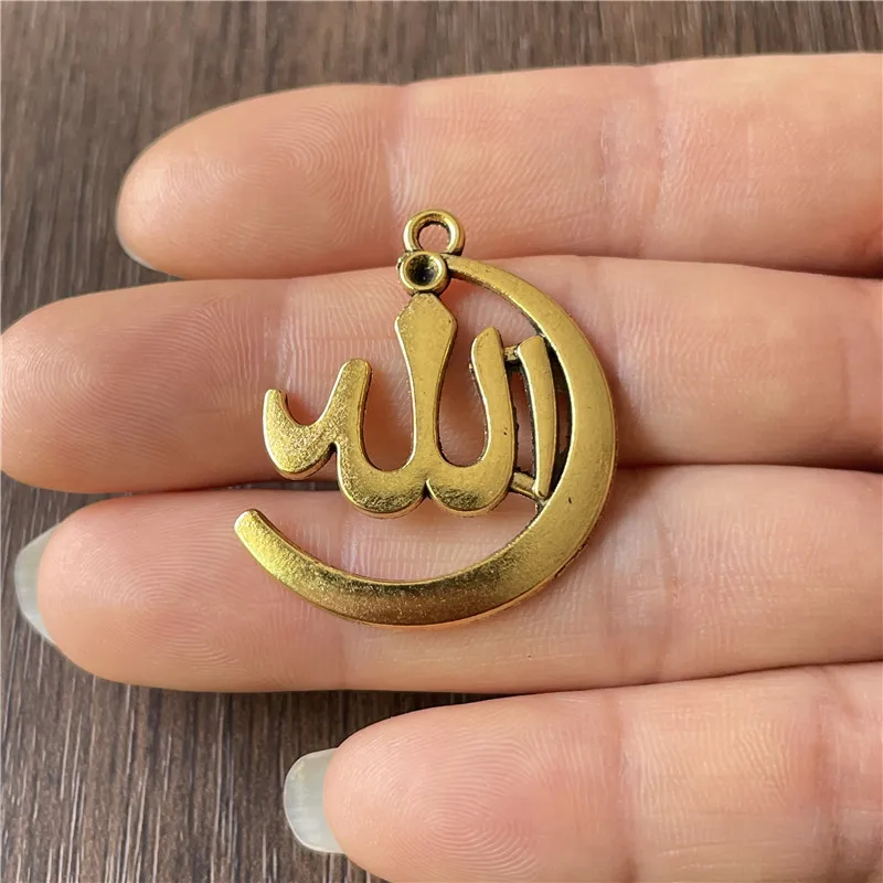 60pcs Metal Two-color Allah Charm Pendant For DIY Bracelet, Necklace, Earring Connection Accessories Making Wholesale Zinc Alloy