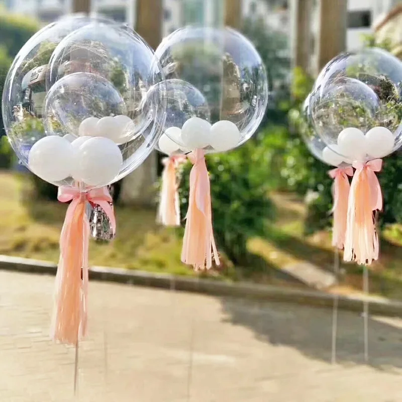 100pcs 12/18/20/24 inch Transparent Bubble Balloons Clear Bobo Balloon Christmas Birthday Party Wedding Decoration Helium Globes