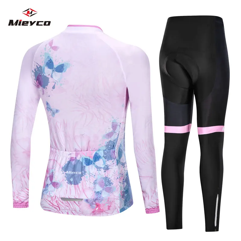 Women Pro Cycling Long sleeve Jersey Set Spring Breathable Sports Suit MTB Bike Clothing Female Bicycle Clothes roupas femininas