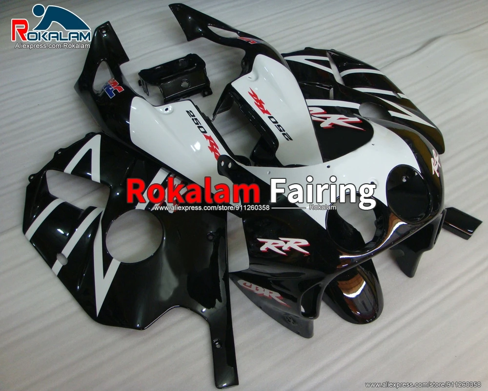 

Обтекатели для Honda CBR250 RR MC-22 1990 1991 CBR250RR MC22 1992 1993 1994, комплект обтекателей белого и черного цвета для мотоцикла (литье под давлением)