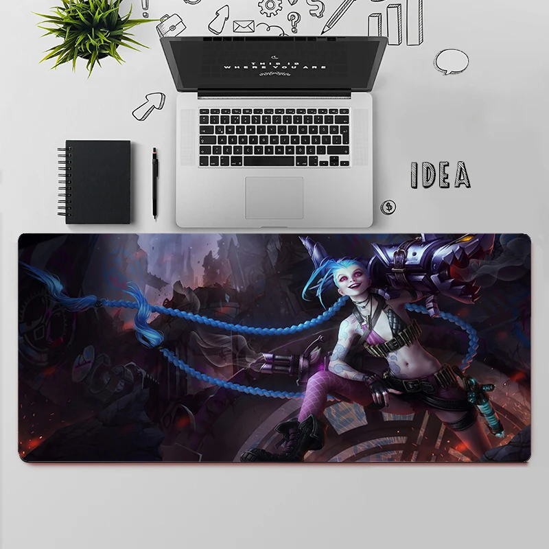 Grand tapis de souris de jeu pour PC, ordinateur de bureau, de la ligue des légendes, Jinx XXL