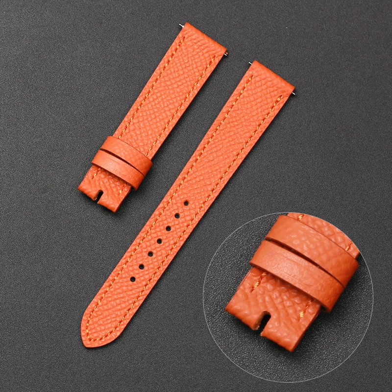 SAUPPO Watch Accessories 20mm Top Layer Leather Belt Suitable for Hermes H Hour HH1.510/501 Embossed Texture Watchbands