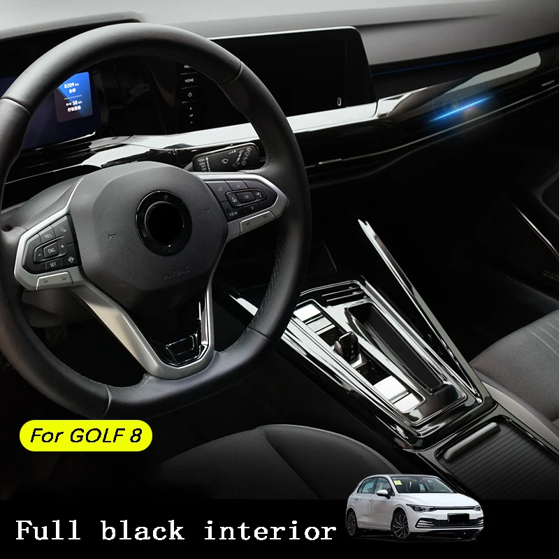 The full set of ABS bright black interior control Gear Shift Trim car stickers For VW Volkswagen Golf 8 8pro car Accessories