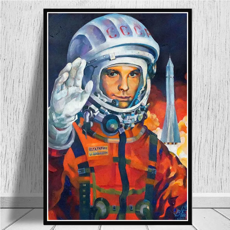 Space Heroes Yuri Gagarin Posters And Prints Wall Pictures For Living Room Vintage Canvas Painting Decorative Home Decor Quadro