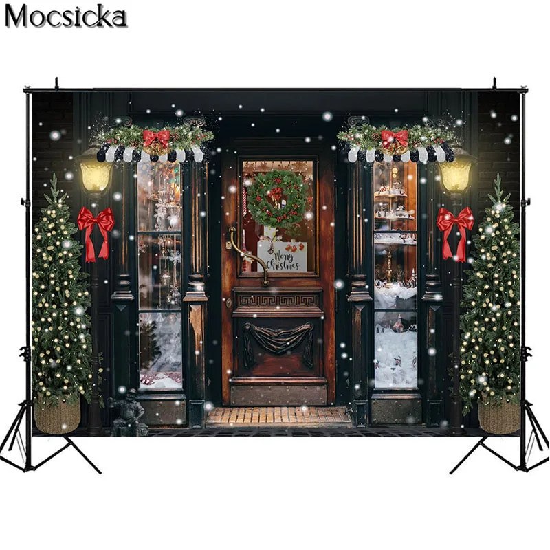 크리스마스 장난감 가게 사진 배경, 겨울 눈 크리스마스 나무 어린이 생일 초상화 배경 장식 집 사진 스튜디오